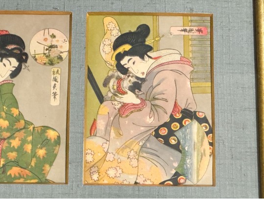 Two Framed Vintage 1920's Japanese Book-covers Professionally Matted And Framed 