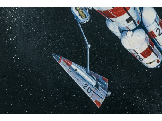 Donald Sargeant (20th C.) Work On Paper, Spaceship Orbiting In Space, Signed