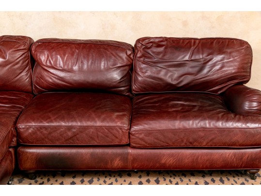 Quality Restoration Hardware Oxblood Leather Sectional