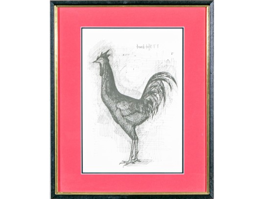 Bernard Buffet (France, 1928-1999) 1953 Black And White Lithograph, Rooster