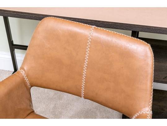 Nordik By Design Wood And Leather Desk And Leather Chair