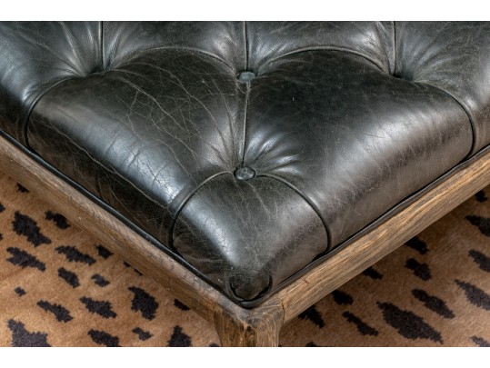 Vintage Leather Topped Bench By Spectra Home