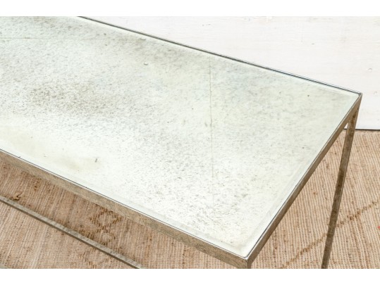 Lillian August Painted Metal Glass Top Console Table