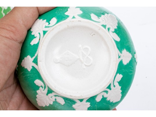 Elegant Collection Of 3 Antique, English Moulded And Glazed Ceramic Pitchers