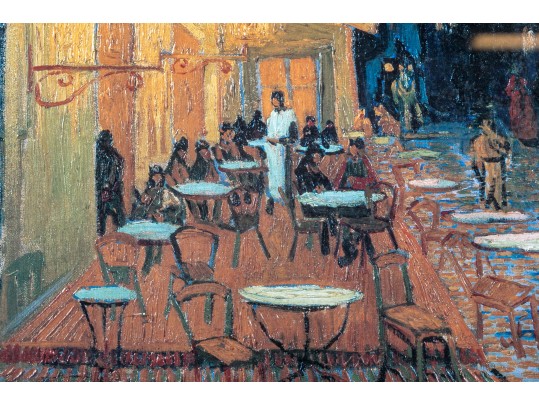 Framed Vintage Van Gogh Kroller-Muller Museum Poster, Cafe Terrace At Night
