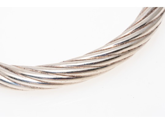 Sterling Silver Ribbed Bangle Bracelet