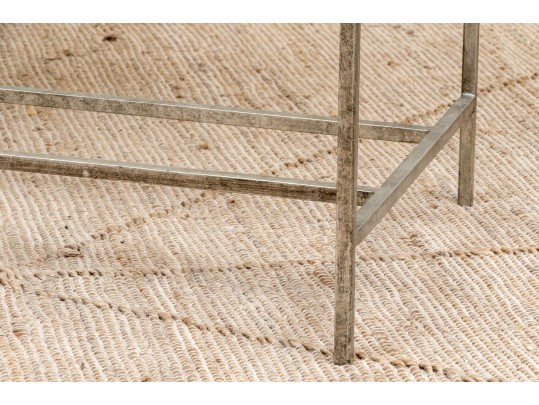 Lillian August Painted Metal Glass Top Console Table