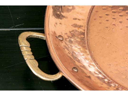 Hammered Copper Over Stainless Oval Tray