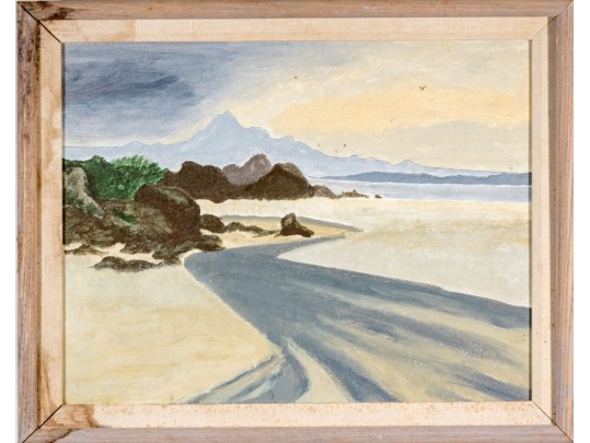 William M Locker, Oil On Board, Coastal Landscape, 1990