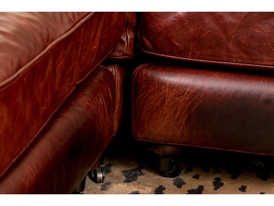 Quality Restoration Hardware Oxblood Leather Sectional