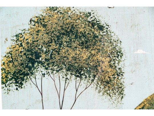 Warren Kimble (Am., VT, 20th C.) Color Print, Folk Art House In The Hills