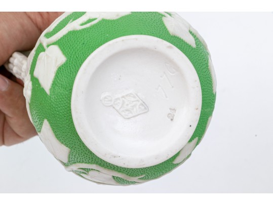 Elegant Collection Of 3 Antique, English Moulded And Glazed Ceramic Pitchers