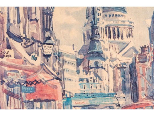 Signed Watercolor Painting, Urban Landscape, As Is