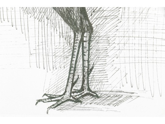 Bernard Buffet (France, 1928-1999) 1953 Black And White Lithograph, Rooster