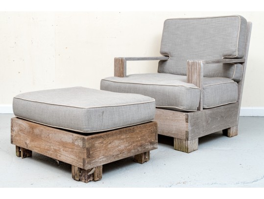  Heavy & Solid Sutherland Teak Armchair With Custom Cushions & Ottoman