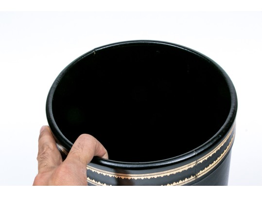 Scully & Scully Tooled Leather Covered Waste Bin By Duk-It