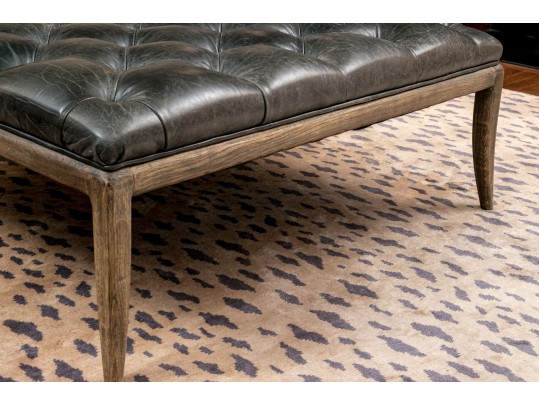 Vintage Leather Topped Bench By Spectra Home