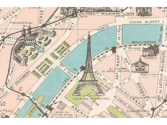 Vintage Parisian Map With Monuments