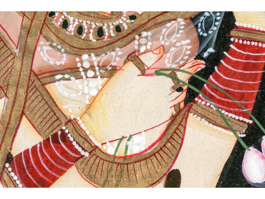 Two Gilt Framed India Painted And Gilt Figural Artworks