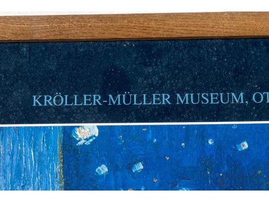 Framed Vintage Van Gogh Kroller-Muller Museum Poster, Cafe Terrace At Night