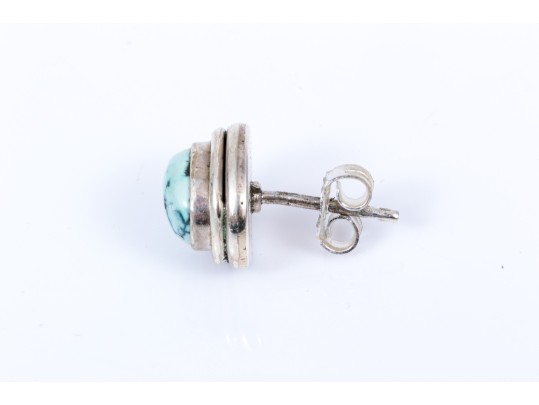 Simple Sterling Silver Turquoise Stud Earrings