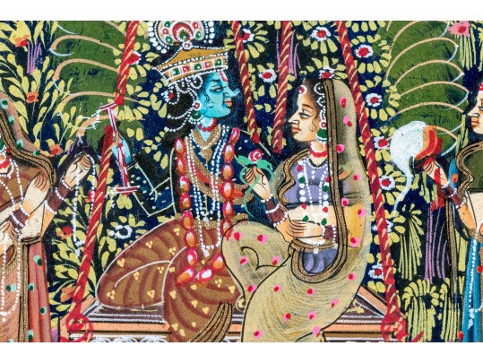 Two Gilt Framed India Painted And Gilt Figural Artworks