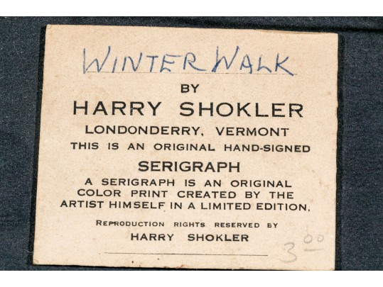 Harry Shokler (Am., 1896-1978) Two Framed Serigraphs, VT Winter Landscapes