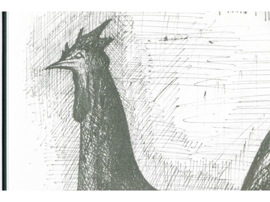 Bernard Buffet (France, 1928-1999) 1953 Black And White Lithograph, Rooster