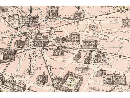 Vintage Parisian Map With Monuments