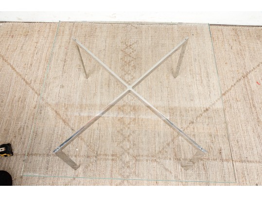 Quality Mid Century Chrome Framed Glass Top Cocktail Table 