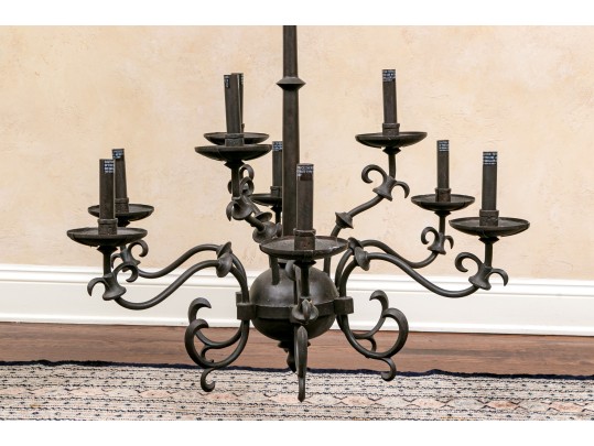 Nine Light Iron Tiered Chandelier 
