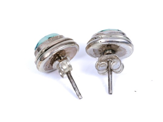 Simple Sterling Silver Turquoise Stud Earrings