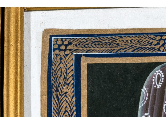 Two Gilt Framed India Painted And Gilt Figural Artworks