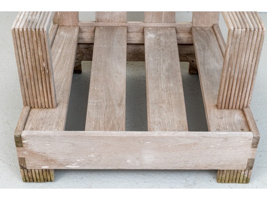  Heavy & Solid Sutherland Teak Armchair With Custom Cushions & Ottoman