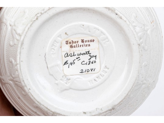 Collection Of 5 Antique, English Moulded And Glazed Stoneware Ewers, 19th C.