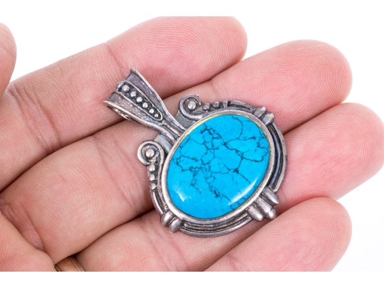 Rustic Sterling Silver Dyed Howlite Pendant