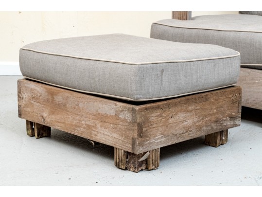  Heavy & Solid Sutherland Teak Armchair With Custom Cushions & Ottoman