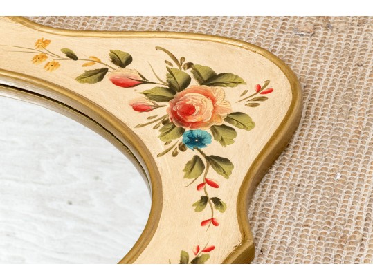 Vintage Paint Decorated Wood Mirror