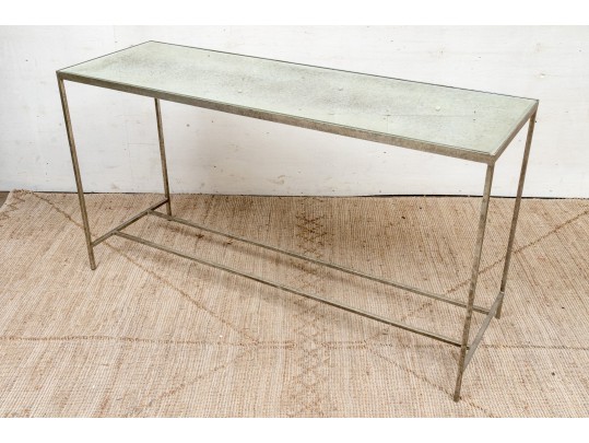 Lillian August Painted Metal Glass Top Console Table