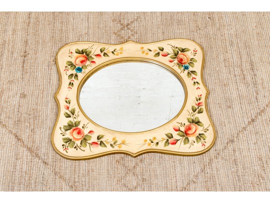 Vintage Paint Decorated Wood Mirror