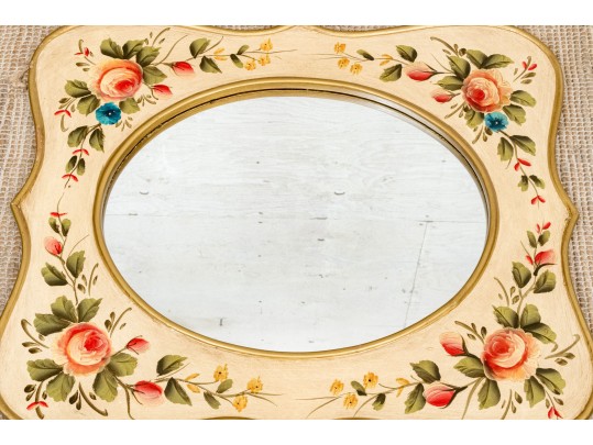 Vintage Paint Decorated Wood Mirror