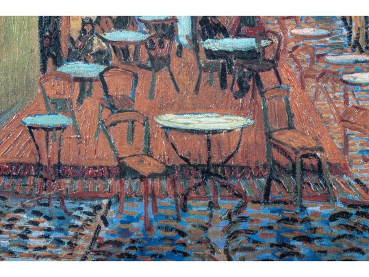 Framed Vintage Van Gogh Kroller-Muller Museum Poster, Cafe Terrace At Night