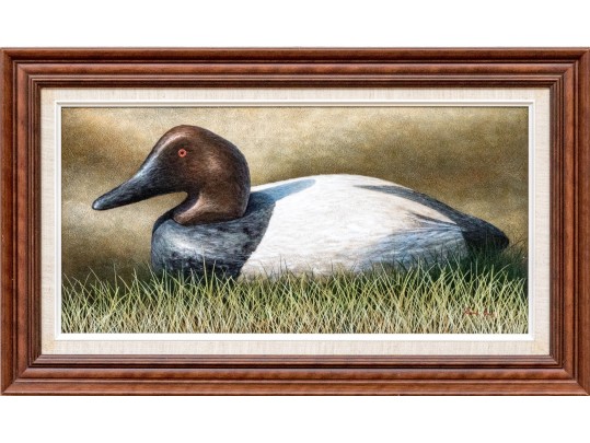 Signed Painting On Board, Duck In A Landscape
