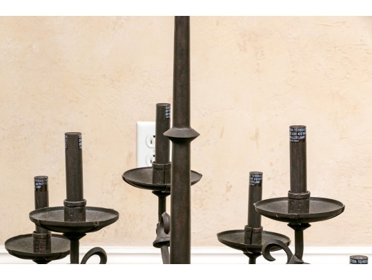 Nine Light Iron Tiered Chandelier 