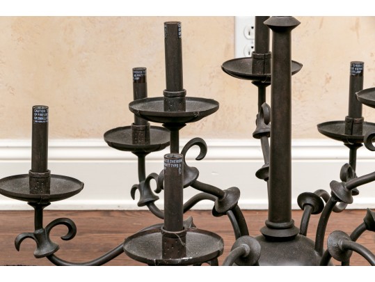 Nine Light Iron Tiered Chandelier 