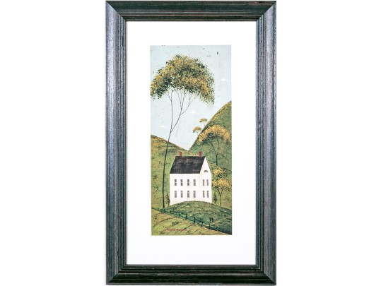 Warren Kimble (Am., VT, 20th C.) Color Print, Folk Art House In The Hills
