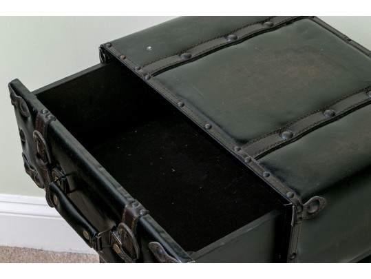Contemporary Leather Trunk Style Cabinet