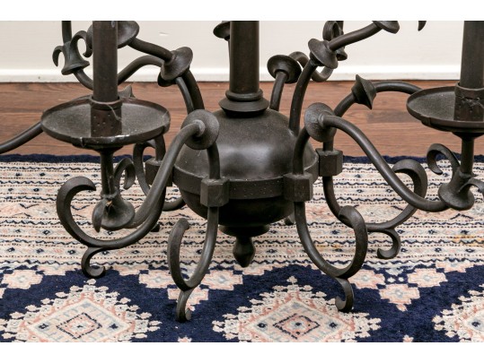 Nine Light Iron Tiered Chandelier 