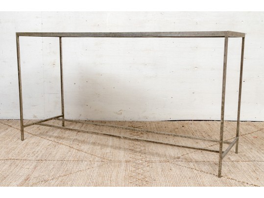 Lillian August Painted Metal Glass Top Console Table