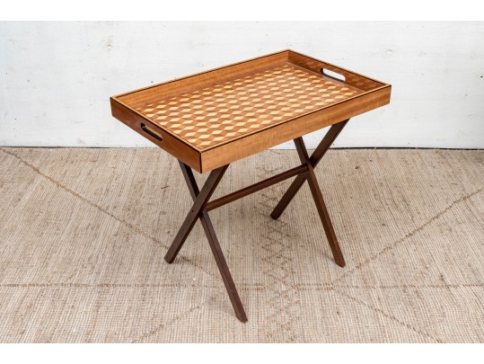 Williams Sonoma Home Harlequin Inlaid Bar Tray On Stand 